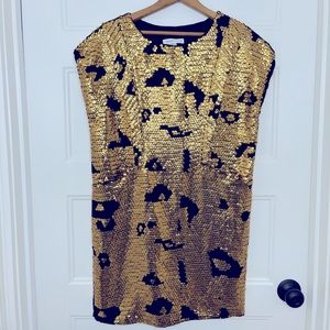 See By Chloe Gold and Black Sequin Shift Dress